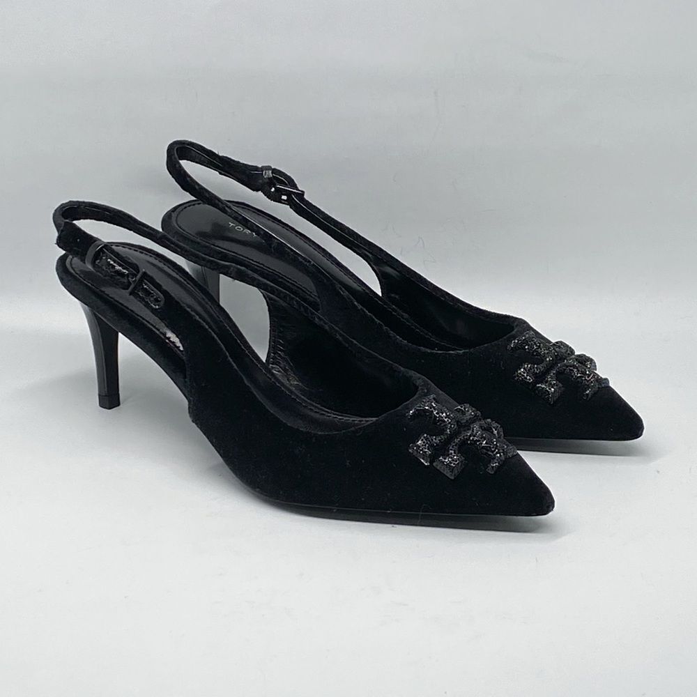 Tory Burch Eleanor Pavé Velvet Slingback Pointed Toe Pump size 6